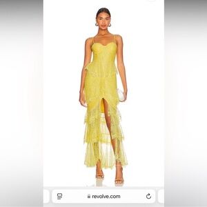 MAJORELLE Lemon High Low Lace Dress